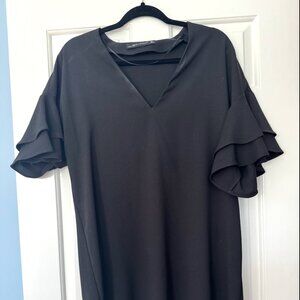 Black Zara Ruffle Sleeve Dress